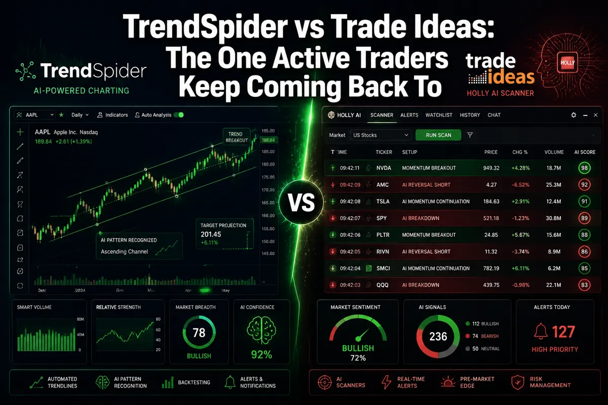 Professional () hero image featuring 'TrendSpider vs Trade Ideas: The One Active Traders Keep Coming Back To' in extra large