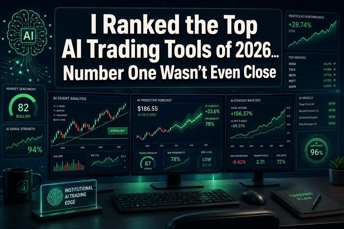 Professional () hero image with 'I Ranked the Top AI Trading Tools of 2026...Number One Wasn't Even Close' in extra large