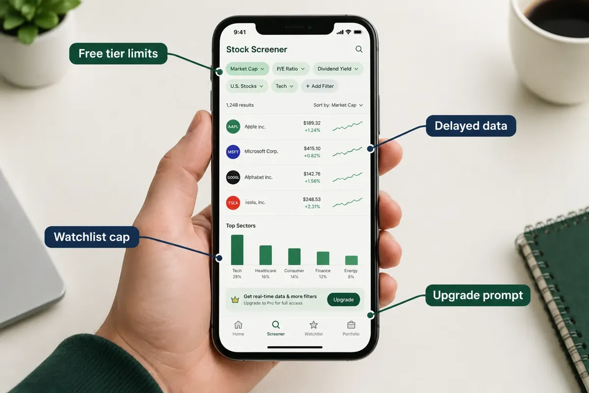 RockFlow mobile AI investing app on a phone